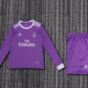 2016 17 Real Madrid 16/17 away long sleeve soccer Retro Jerseys kids (Jersey+Shorts)