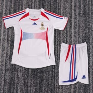 2006 Season France 06 Away White Soccer Retro Jerseys Kids (Jersey+Shorts)