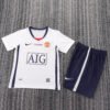 2008 09 Season Manchester United 08/09 Away White Champions League Edition Soccer Retro Jerseys Kids (Jersey+Shorts)