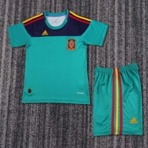 2010 Season Spain 10 Goalkeeper Green Soccer Retro Jerseys Kids (Jersey+Shorts)