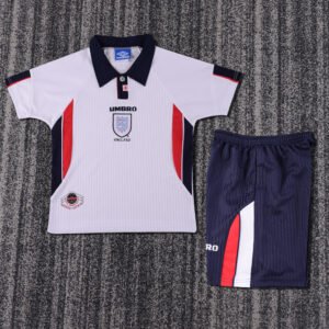 1998 Season England 98 Home White Soccer Retro Jerseys Kids (Jersey+Shorts)