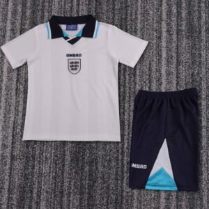 1996 Season England 96 Home White Soccer Retro Jerseys Kids (Jersey+Shorts)