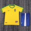 1998 Season Brazil 98 Home Yellow Soccer Retro Jerseys Kids (Jersey+Shorts)