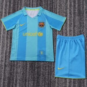 2007 08 Season Barcelona 07/08 Away Soccer Retro Jerseys Kids (Jersey+Shorts)