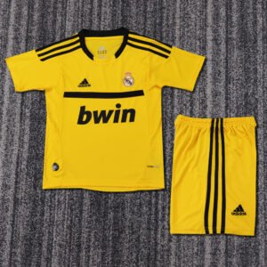 2011 12 Season Real Madrid Jersey 11/12  yellow goalkeeper Soccer Retro Jerseys kids (Jersey+Shorts)