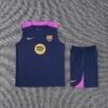 New arrival 2526 Season Barcelona Jersey 25/26 dark blue and pink Short vest suit