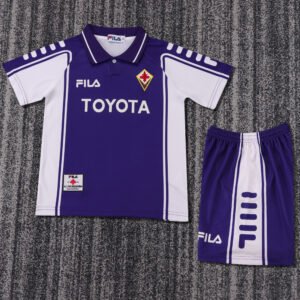 1999 00 Season AC Fiorentina home Soccer Retro Jerseys Kids (Jersey+Shorts)