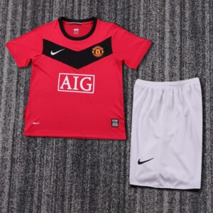 2009 10 Season Manchester United 09/10 Home Red Soccer Retro Jerseys Kids (Jersey+Shorts)