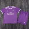 2016 17 Season Real Madrid 16/17 Away Purple Soccer Retro Jerseys kids (Jersey+Shorts)