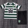 2001 03 Season Sporting CP Lisbon 01/03 Home White Green Soccer Retro Jerseys Kids (Jersey+Shorts)