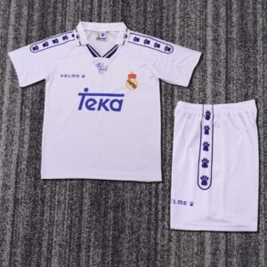 1994 96 Season Real Madrid Jersey 94/96 Home Soccer Retro Jerseys kids (Jersey+Shorts)