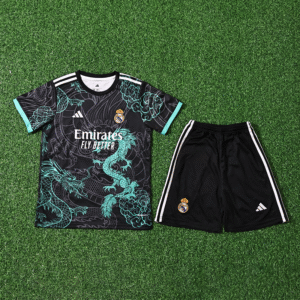 2526 Season Real Madrid Kids Special Edition Green Dragon Football Jersey (Jersey + Shorts)