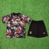 2425 Season Real Madrid jersey 24 25 dragon pattern red and black Kids Jersey (Jersey + shorts)