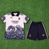 2526 Season Real Madrid jersey 25 26 White Blue Dragon Fan Edition Kids Jersey (Jersey + shorts)