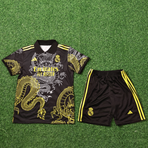 2526 Season Real Madrid jersey 25 26 Yellow Dragon Kids Jersey (Jersey + shorts)