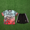 2526 Season Real Madrid jersey 25 26 Dragon Red Green Kids Jersey (Jersey + shorts)