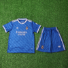 2526 Season Real Madrid jersey 25 26 Second away Blue Kids Jersey (Jersey + shorts)
